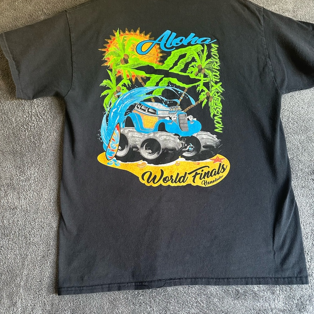 Black Short Sleeve Tee with Colorful Volkswagen Beetle Graphic